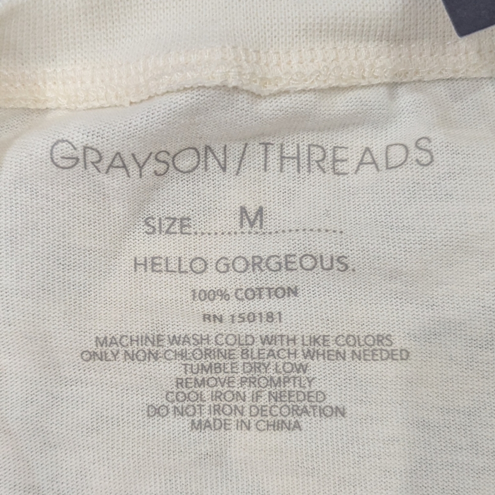 NWT GRAYSON/THREADS Cream T-Shirt with Red Dragon Size Medium - Picture 3 of 6
